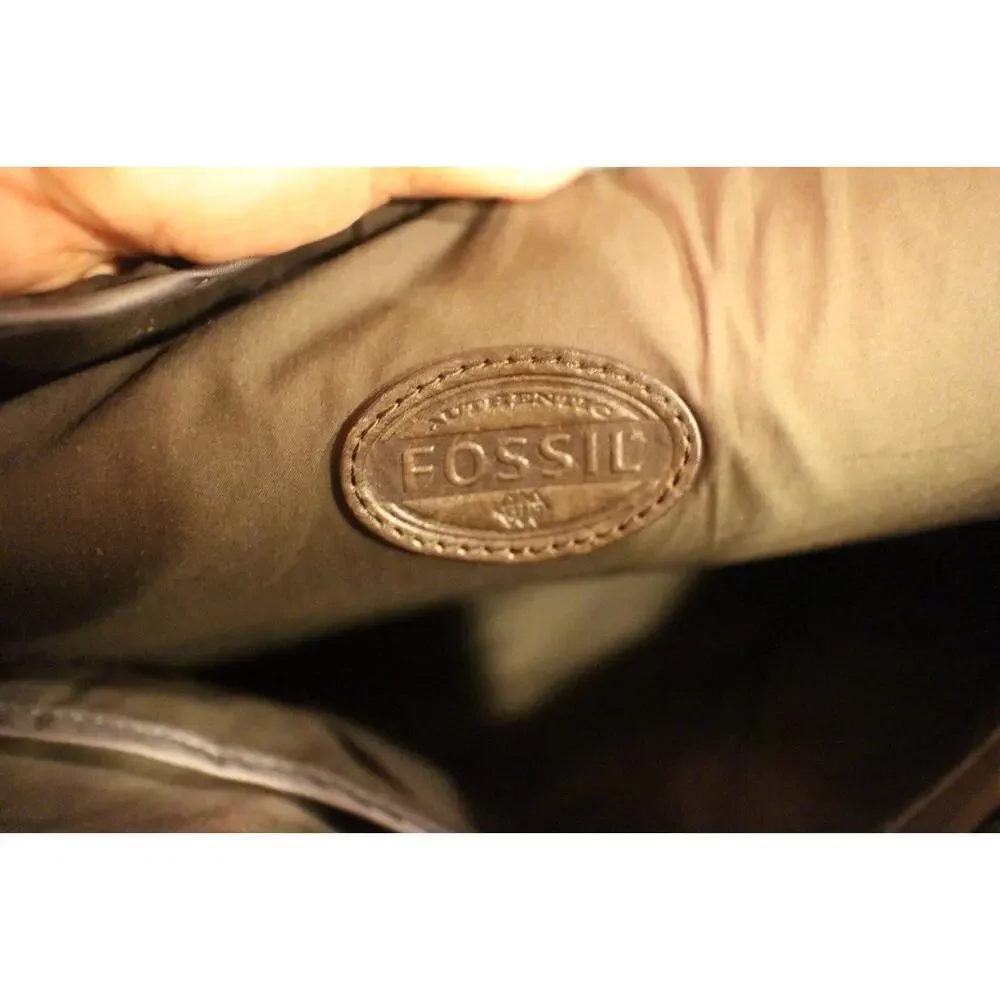mens FOSSIL nylon leather double buckle soft briefcase (3000